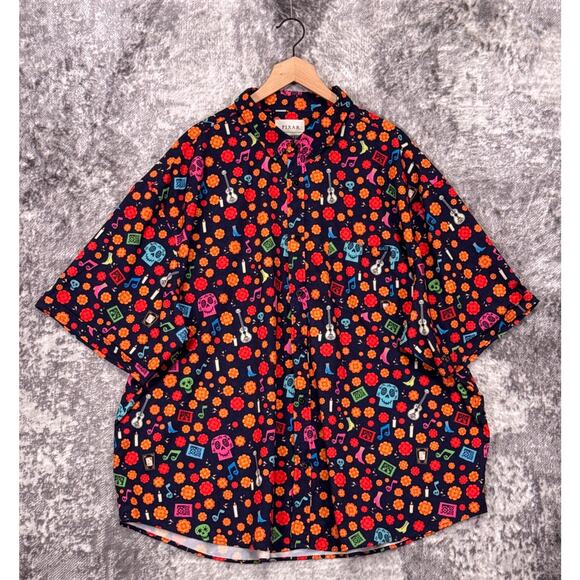 RSVLTS x Pixar Shirt 4XL Mens Disney Coco La Offrenda Short Sleeve Button